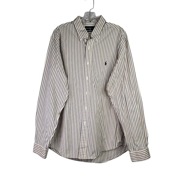 Polo Ralph Lauren Oxford Shirt Men's XL LS Button Down Stripe Blue Yellow White - Picture 2 of 10
